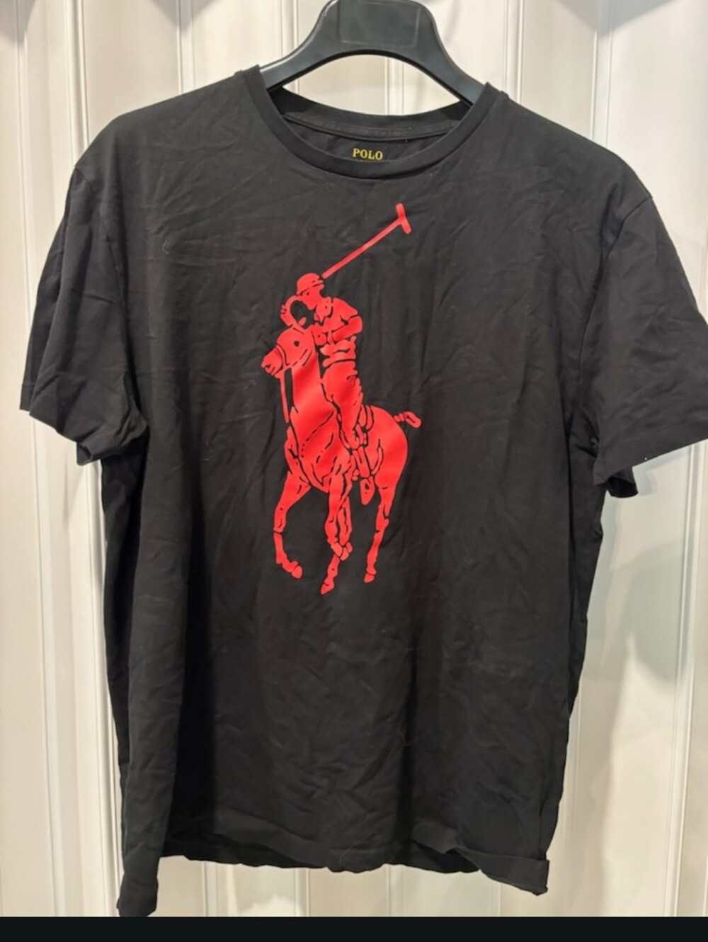 Polo by Ralph Lauren Black T-Shirt with Red Polo Player Graphic